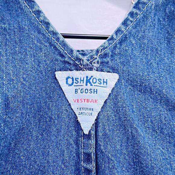OSHKOSH B'GOSH Vintage Vestbak Denim Overalls Blue Cotton USA Baby 12 Month 12M - Picture 4 of 6